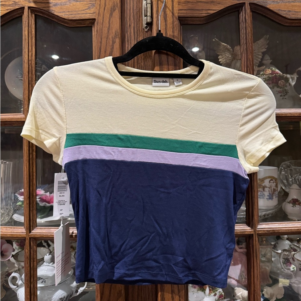Bliss Women's Color Block Tee - baby yellow, Green, Purple, and Blue